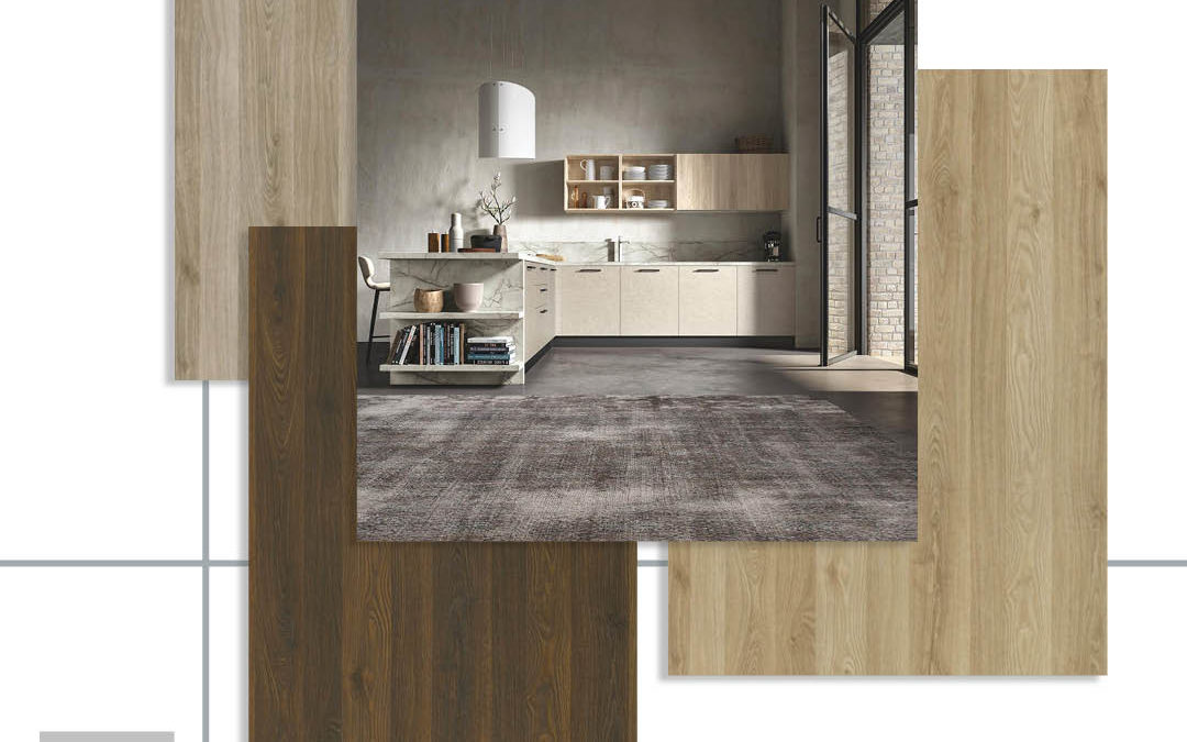 moodboard creata con laminati sm'art con un decoro legno